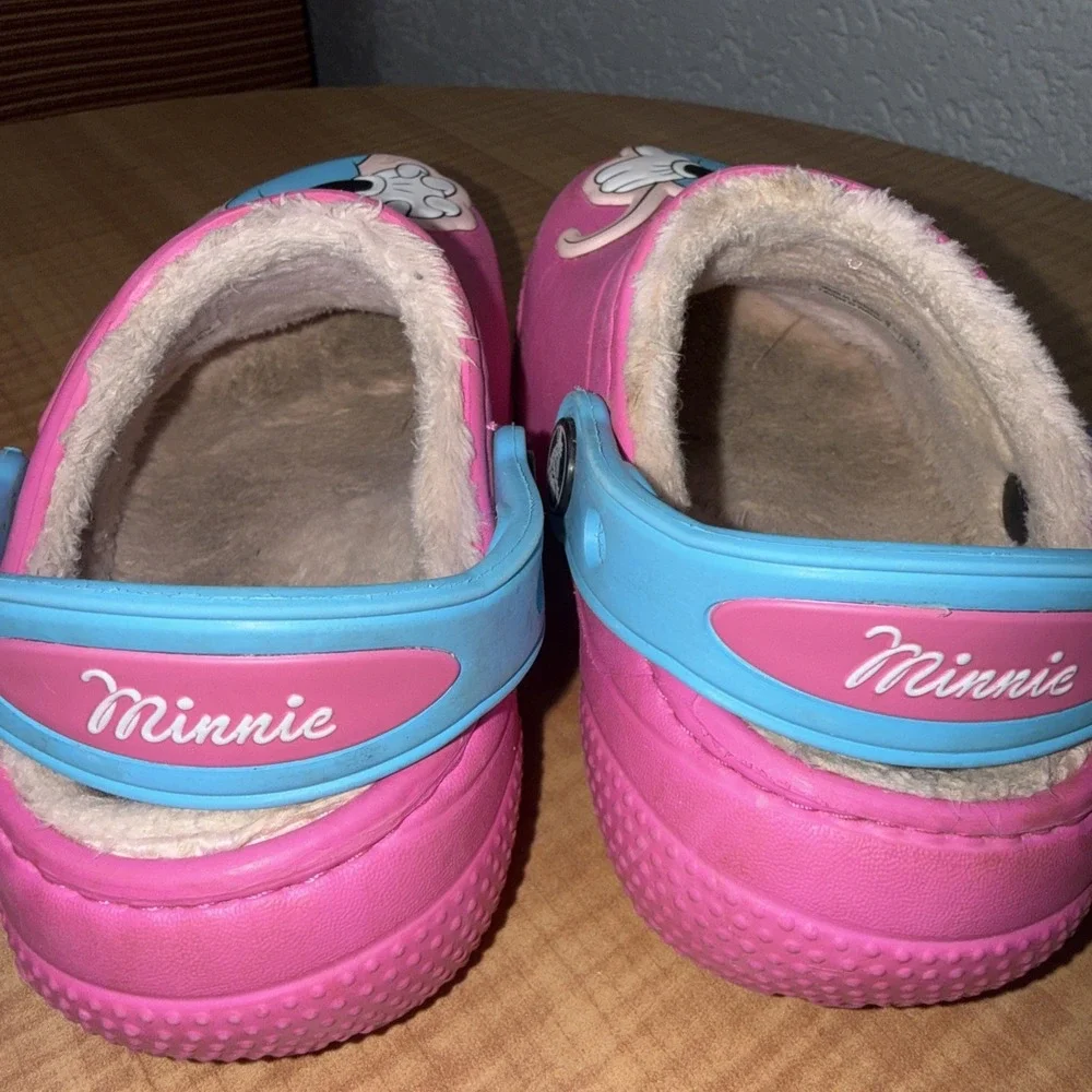 Crocs Disney Minnie Mouse Lined Pink Blue Clogs Mules Toddler Shoes Girls C7
